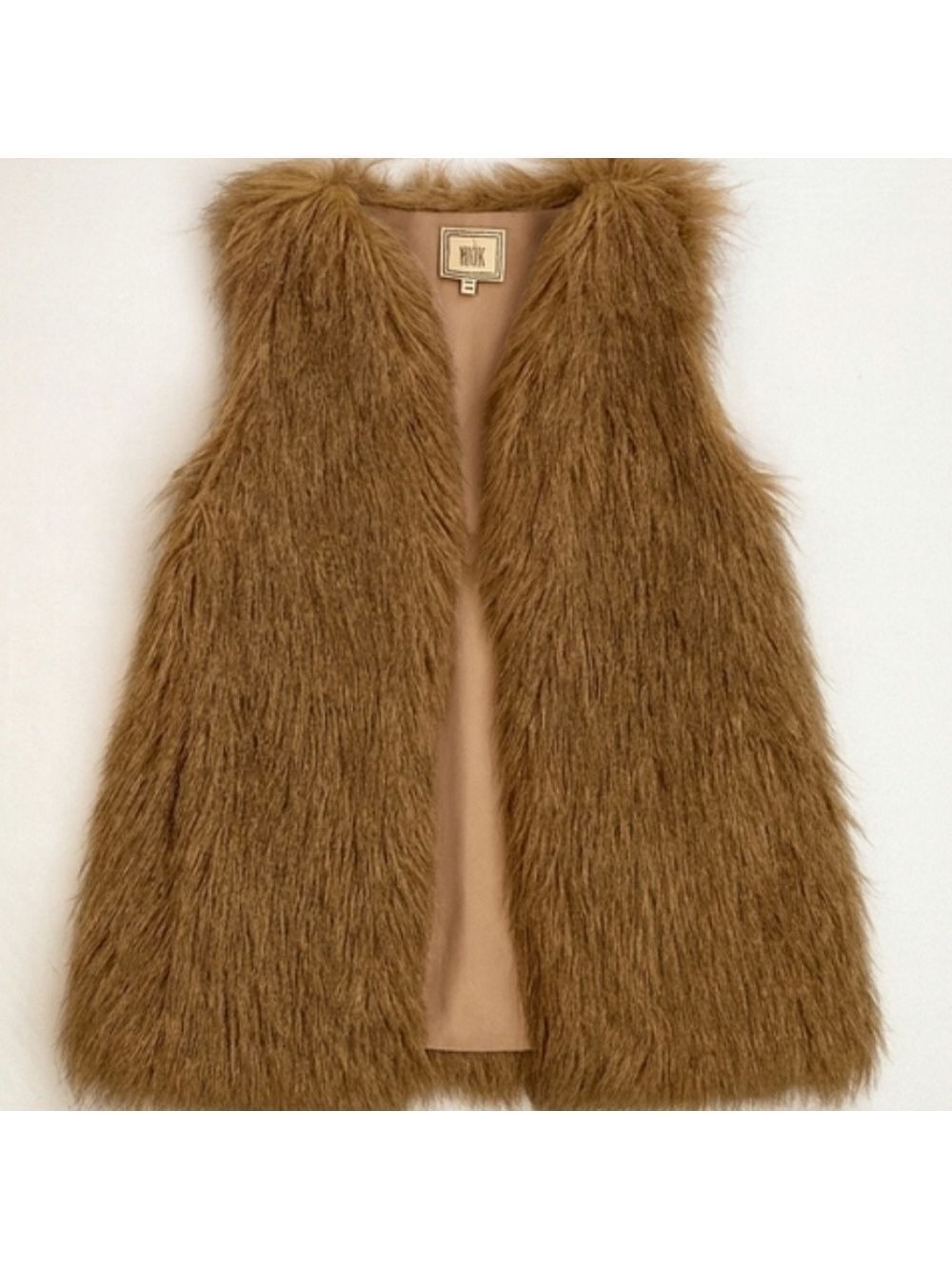 Black Swan Brown Faux Fur Vest Size Small Retro Chic Glam